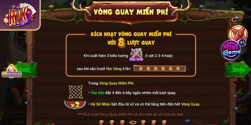 Thợ Săn Nai Vàng RIKVIP - Game Nổ Hũ Đỉnh Cao Đầy Phong Cách 2 Vòng quay thưởng trong Thợ Săn Nai Vàng